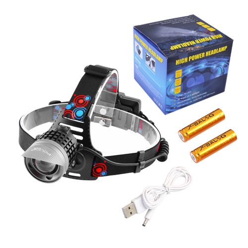 Фонарь налобный Police 2170-T6, 2x18650, ЗУ microUSB, zoom