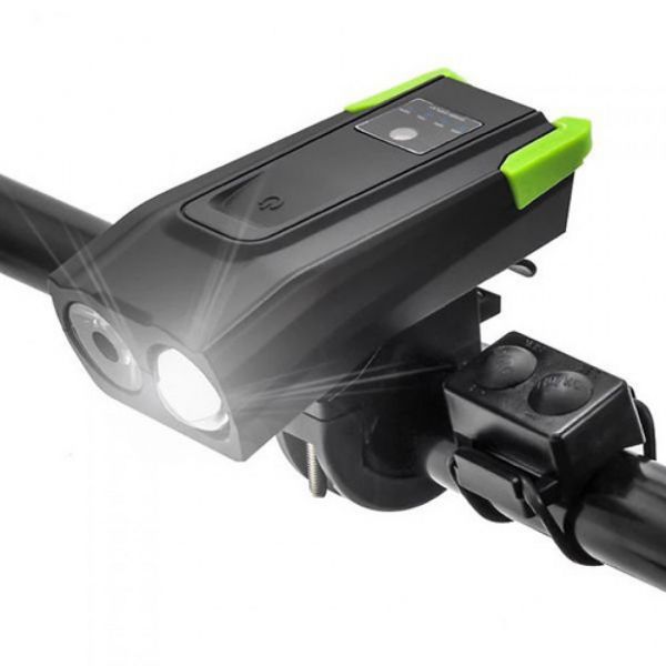 Велозвонок + фара BK-1718-2T6, выносная кнопка, 2x18650, ЗУ micro USB