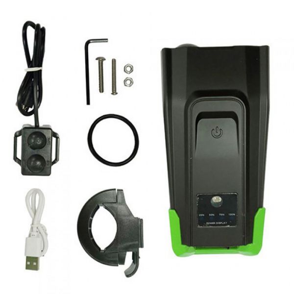 Велозвонок + фара BK-1718-2T6, выносная кнопка, 2x18650, ЗУ micro USB