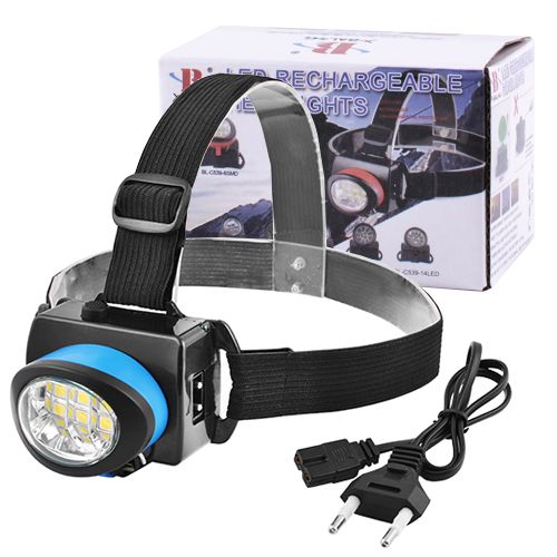 Фонарь налобный Bailong BL-C539-6SMD, ЗУ 220V, встроенный аккумулятор