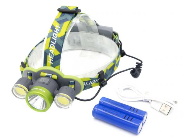 Фонарь налобный WD125/2133-T6+2COB, ЗУ micro USB