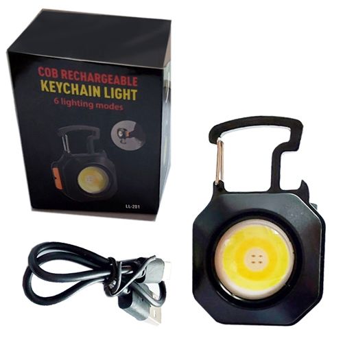Фонарь LL-201-COB(white+yellow+red), Li-Ion аккум., зажигалка, магнит, карабин, отвертка, ЗУ Type-C