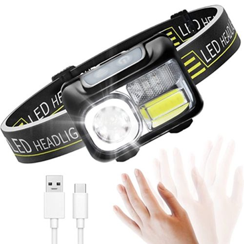 Фонарь налобный Police CY-2089-XPE+COB+RGB, IPX4, ЗУ microUSB
