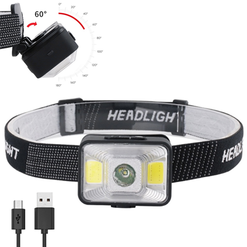 Фонарь налобный Police YD-21-XPE+2COB, ЗУ microUSB