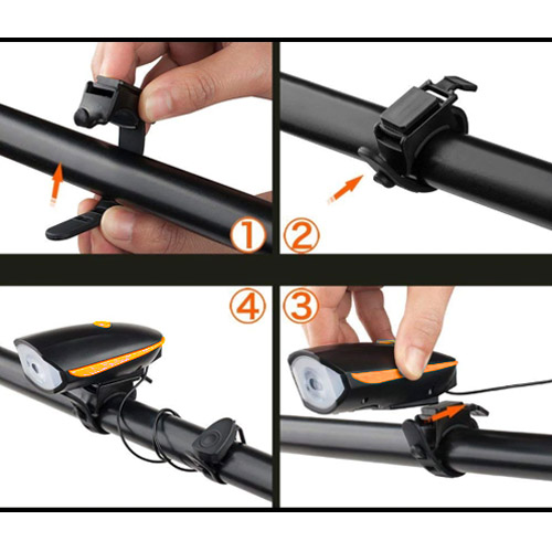 Велозвонок + фара 7588, выносная кнопка, Waterproof, Li-Ion аккум., ЗУ micro USB