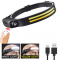 Фонарь налобный BL-W689-LM+2COB (white+yellow), Sensor, Li-Ion аккум., Type-C