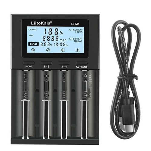 Зарядное устройство LiitoKala Lii-M4, 4хАА/ ААА/ A/ 14500/ 16340/ 18350/ 18650/ 26650