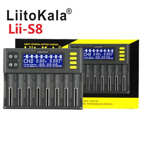 Зарядное устройство Liitokala Lii-S8 на 8 каналов + 2 канала для Крон 9В