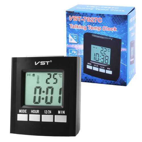 Часы электронные говорящие VST-7027С, температура, 2*AA