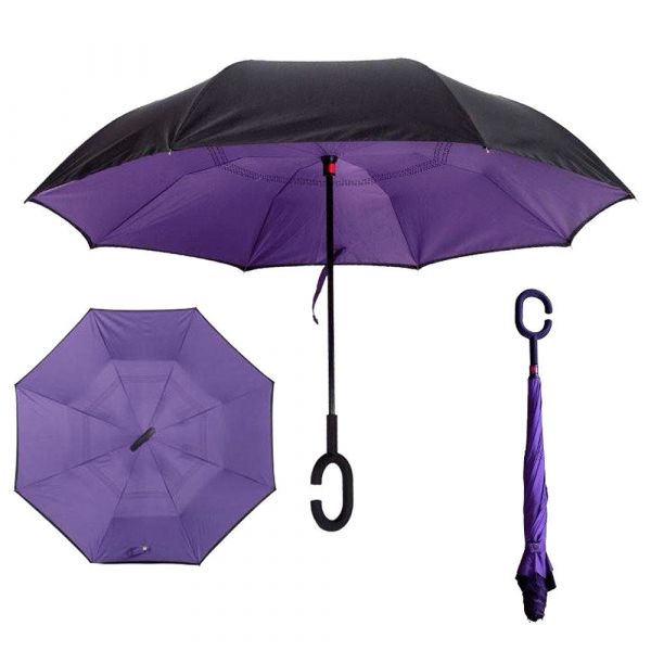 Зонт обратного сложения Фиолетовый Up-Brella.